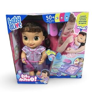 Baby Alive Lulu Achoo Interactive Doll Brown Hair Hasbro F2621 50+ Sounds Lights